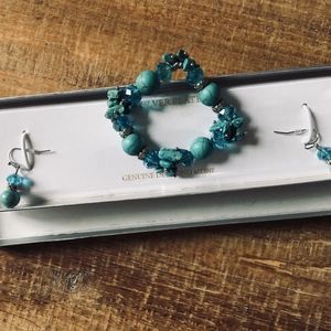 Silver Plated Turquoise Bracelet & Earrings Set